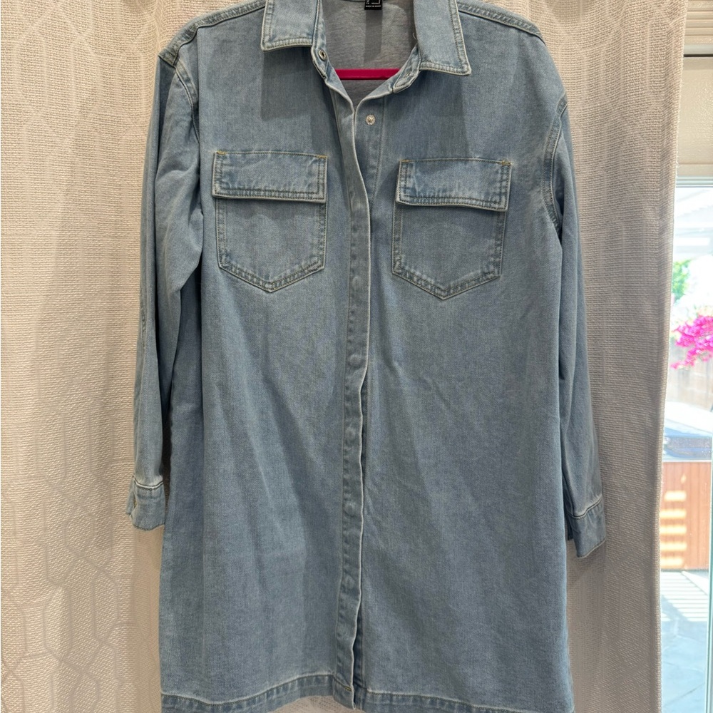Forever 21 Light Blue Denim Button-Up Dress
